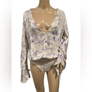 NWOT Free People Intimately Everything Rosy Bodysuit Fram western print size S